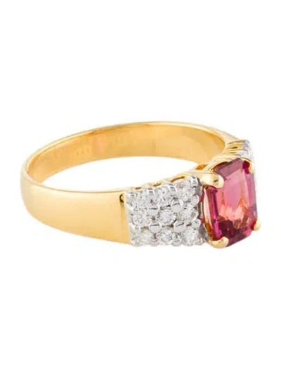 Pre-owned Ring 18k 1.34ct Tourmaline & Diamond Band In Multi