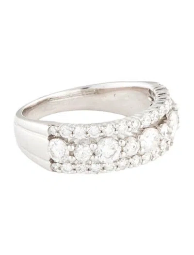 Pre-owned Ring 18k 1.37ctw Diamond Three-row Band In Multi