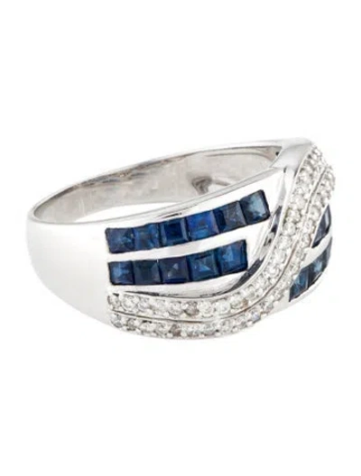 Pre-owned Ring 18k 1.37ctw Sapphire & Diamond Band In Multi