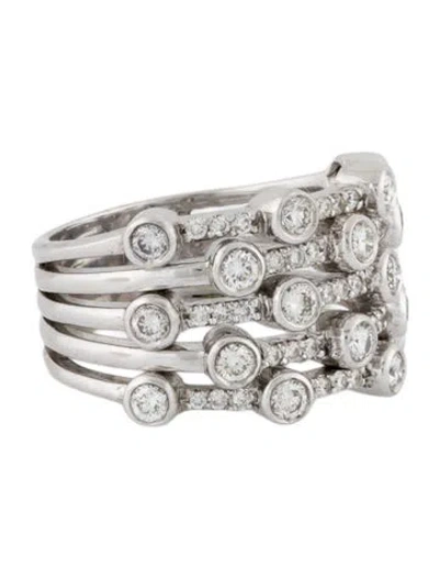 Pre-owned Ring 18k 1.39 Ctw Diamond Stacked Band In Multi
