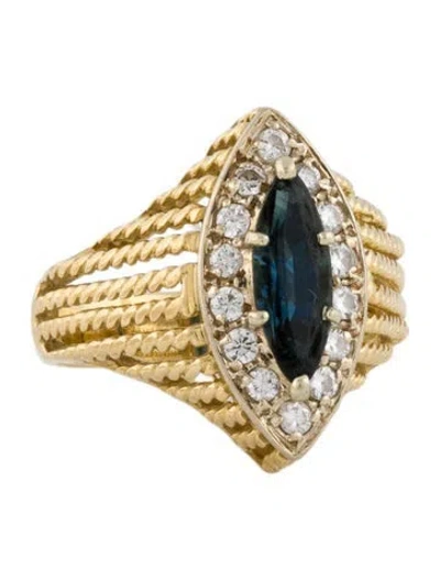 Pre-owned Ring 18k 1.40ct Sapphire & Diamond Cocktail  In Multi