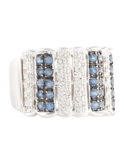 Pre-owned Ring 18k 1.40ctw Sapphire & Diamond Scalloped Band In Multi