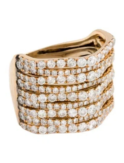 Pre-owned Ring 18k 1.42ctw Diamond Wide 9-row Band In Multicolor