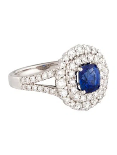 Pre-owned Ring 18k 1.43ct Sapphire & Diamond Cocktail  In Multi