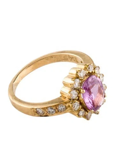 Pre-owned Ring 18k 1.45ct Sapphire & Diamond Cocktail  In Multi