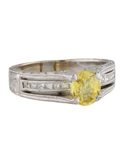 Pre-owned Ring 18k 1.45ct Sapphire & Diamond Cocktail  In Multi