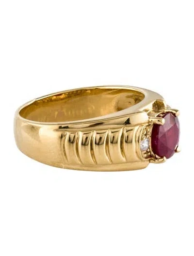 Pre-owned Ring 18k 1.46ct Unheated Burma Ruby & Diamond Cocktail  In Multi