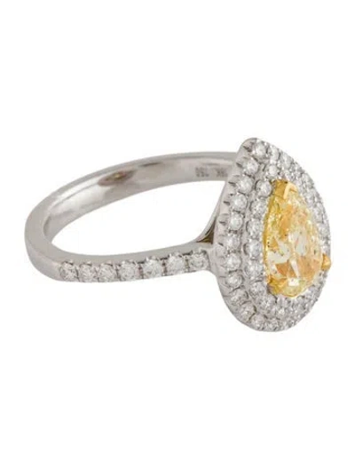 Pre-owned Ring 18k 1.48ctw Diamond Halo Cocktail  In Multicolor