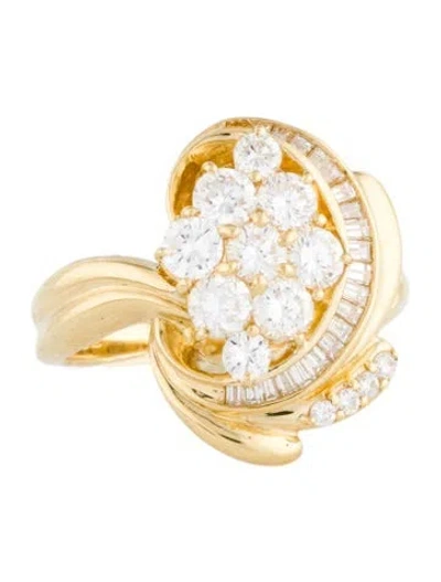 Pre-owned Ring 18k 1.51ctw Diamond Cocktail  In Multi