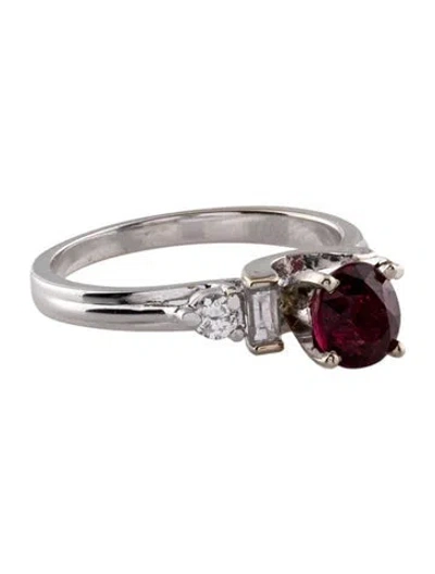 Pre-owned Ring 18k 1.52ct Unheated Madagascar Ruby & Diamond Cocktail  In Multi