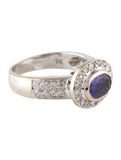 Pre-owned Ring 18k 1.53ct Tanzanite & Diamond Cocktail  In Multi