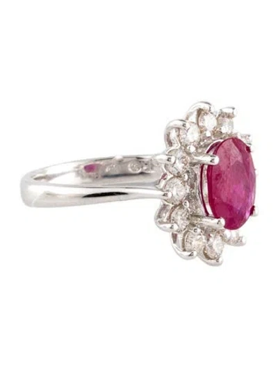 Pre-owned Ring 18k 1.54ct Ruby & Diamond Cocktail  In Multi