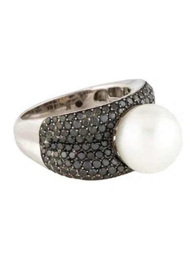Pre-owned Ring 18k 1.54ctw Diamond & Pearl Cocktail  In Multi