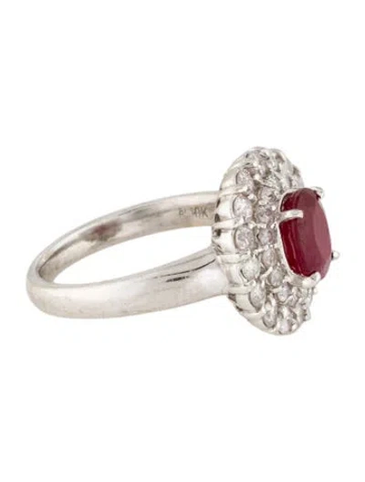 Pre-owned Ring 18k 1.56ct Ruby & Diamond Cocktail  In Multi