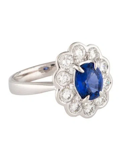 Pre-owned Ring 18k 1.56ct Sapphire & Diamond Cocktail  In Multi