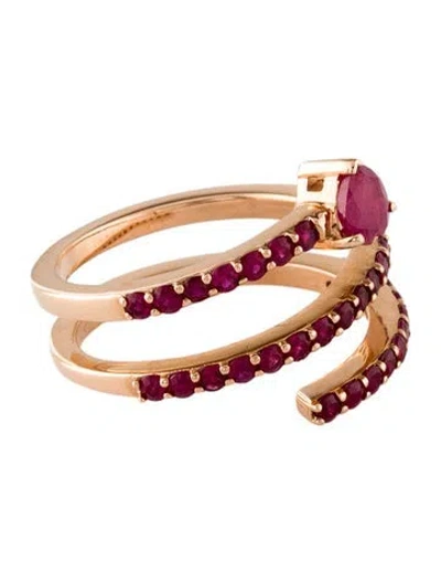 Pre-owned Ring 18k 1.56ctw Ruby Coil Cocktail  In Multi
