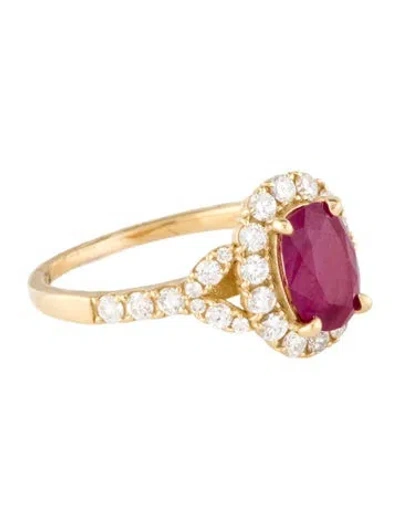 Pre-owned Ring 18k 1.57ct Ruby & Diamond Cocktail  In Multi