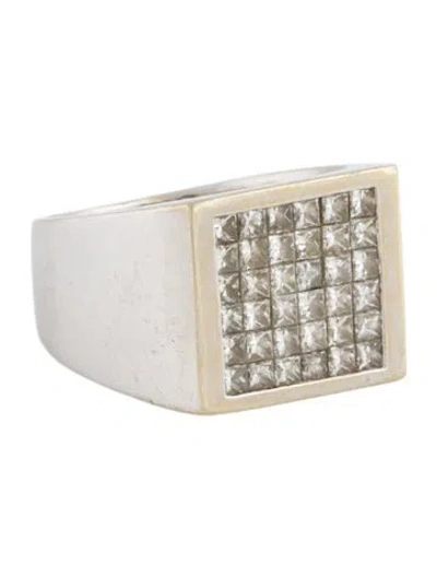 Pre-owned Ring 18k 1.62ctw Diamond Signet  In Multi