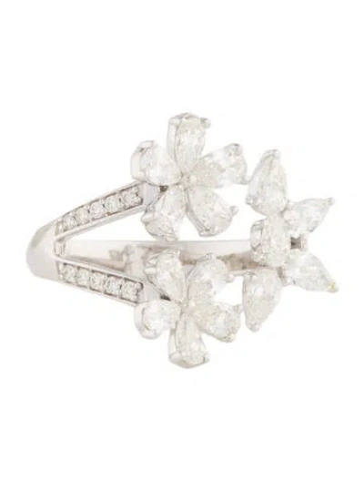 Pre-owned Ring 18k 1.63ctw Diamond Open Flower Cocktail  In Multi