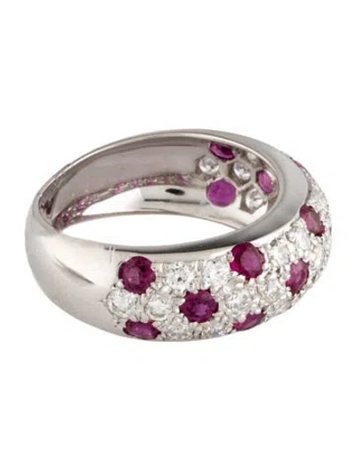 Pre-owned Ring 18k 1.65ctw Ruby & Diamond Band In Multi