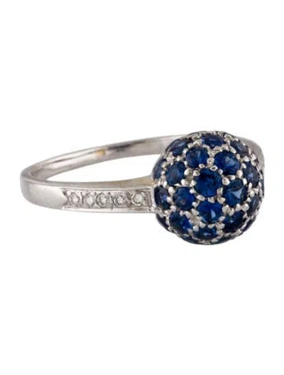 Pre-owned Ring 18k 1.66ct Sapphire & Diamond Ball  In Multi