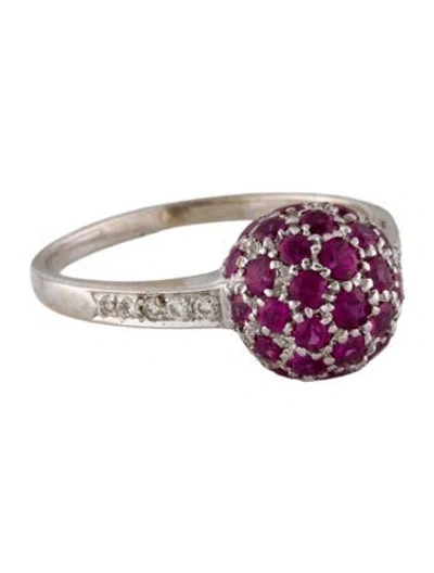 Pre-owned Ring 18k 1.66ct Sapphire & Diamond Ball  In Multi