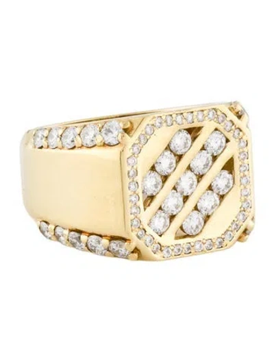 Pre-owned Ring 18k 1.77ctw Diamond Signet  In Multi