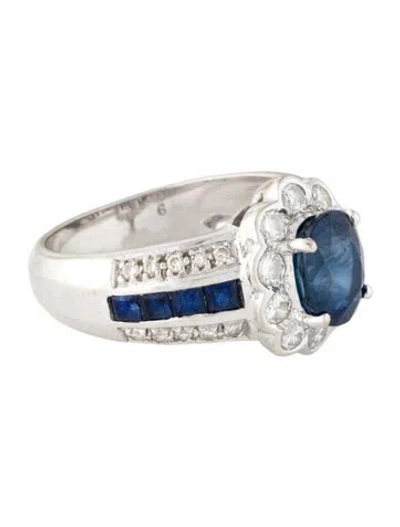 Pre-owned Ring 18k 1.81ct Sapphire & Diamond Cocktail  In Multi