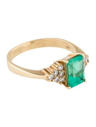 Pre-owned Ring 18k 1.88ct Emerald & Diamond Cocktail  In Multi