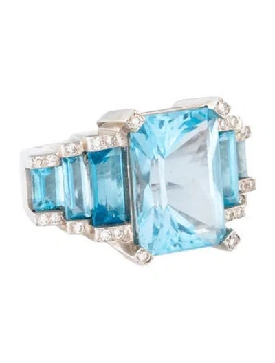 Pre-owned Ring 18k 19.72ctw Topaz & Diamond Cocktail  In Multi