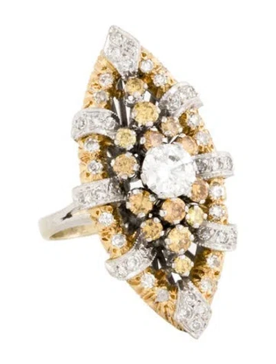 Pre-owned Ring 18k 1.97ctw Diamond Cocktail  In Multi
