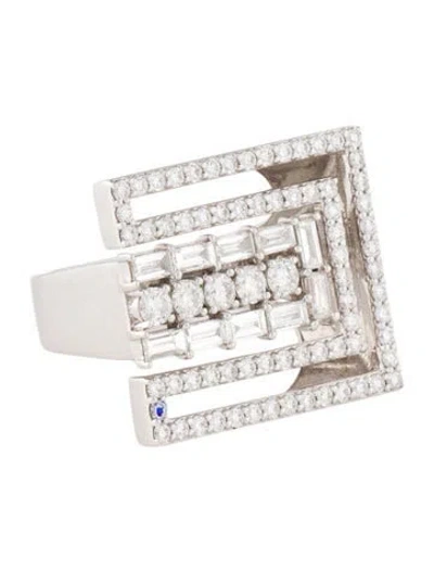 Pre-owned Ring 18k 1.97ctw Diamond Geometric Cocktail  In Multi