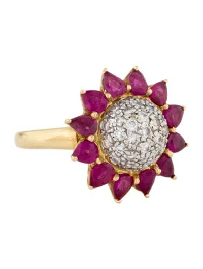 Pre-owned Ring 18k 1.98ctw Ruby & Diamond Cocktail  In Multi