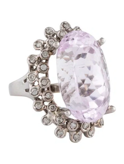 Pre-owned Ring 18k 20.00ct Kunzite & Diamond Cocktail  In Multi
