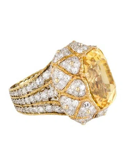 Pre-owned Ring 18k 20.07ct Sapphire & Diamond Cocktail  In Multi