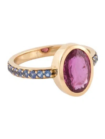 Pre-owned Ring 18k 2.00ctw Ruby & Synthetic Sapphire Cocktail  In Multicolor