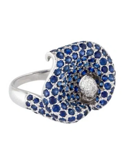 Pre-owned Ring 18k 2.11ctw Sapphire & Diamond Calla Lilly Cocktail  In Multicolor