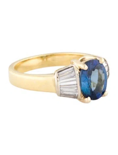 Pre-owned Ring 18k 2.14ct Sapphire & Diamond Cocktail  In Multicolor