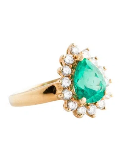 Pre-owned Ring 18k 2.20ctw Emerald & Diamond Cocktail  In Multi