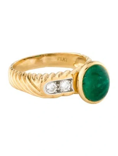 Pre-owned Ring 18k 2.21ct Emerald & Diamond Cocktail  In Multi