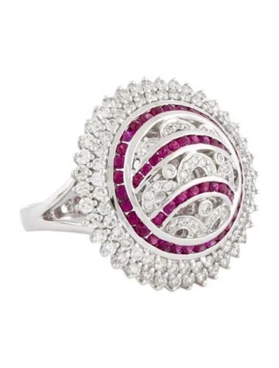 Pre-owned Ring 18k 2.21ctw Diamond & Ruby Cocktail  In Multi