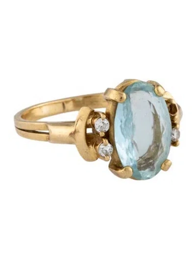 Pre-owned Ring 18k 2.22ct Aquamarine & Diamond Cocktail  In Multi