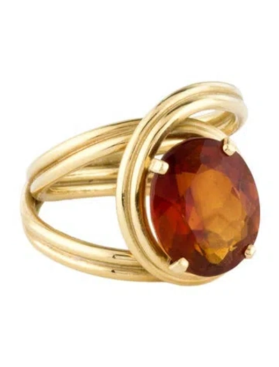 Pre-owned Ring 18k 2.31ct Citrine Cocktail  In Multi