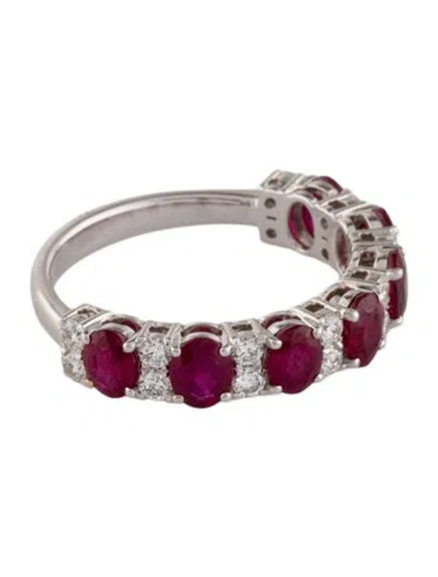 Pre-owned Ring 18k 2.35ct Ruby & Diamond Half Eternity Band In Multi