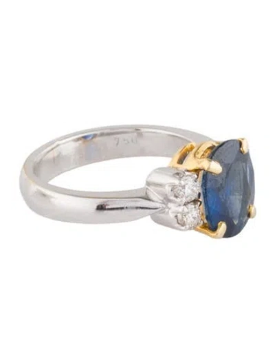 Pre-owned Ring 18k 2.41ct Sapphire & Diamond Cocktail  In Multi