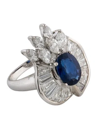 Pre-owned Ring 18k 2.48ct Sapphire & Diamond Cocktail  In Multi