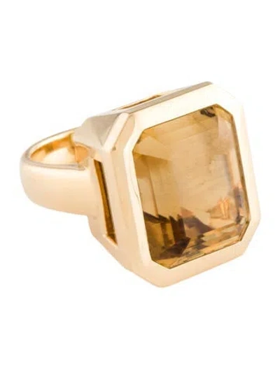 Pre-owned Ring 18k 25.38ct Citrine Cocktail  In Multi
