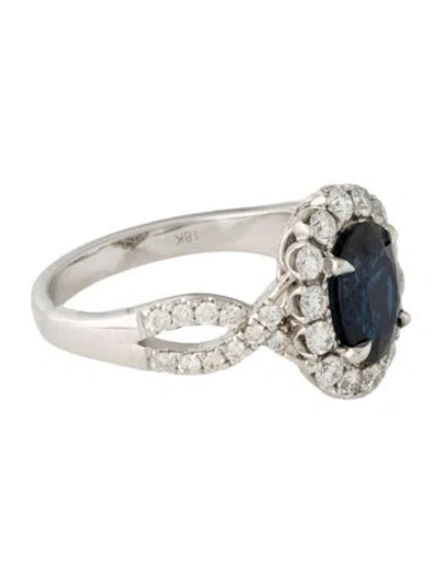 Pre-owned Ring 18k 2.53ct Sapphire & Diamond Cocktail  In Multi