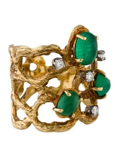 Pre-owned Ring 18k 2.57ctw Emerald & Diamond  In Multi