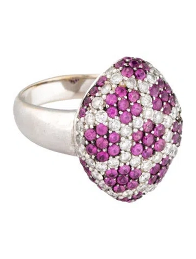 Pre-owned Ring 18k 2.62ctw Pink Sapphire & Diamond Cocktail  In Multi